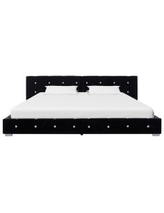 Letto con Materasso Nero in Velluto 180x200 cm 2