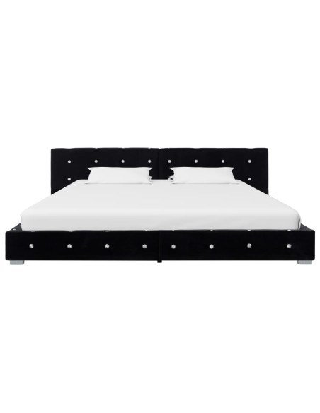 Letto con Materasso Nero in Velluto 180x200 cm