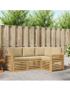 Set divani 4 pcs Bianco e Beige 191 x 132,5 x 73 cm Poliestere
