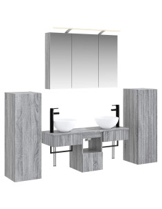 Set di mobili per il bagno 6 pcs Sonoma grigio