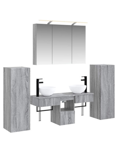 Set di mobili per il bagno 6 pcs Sonoma grigio