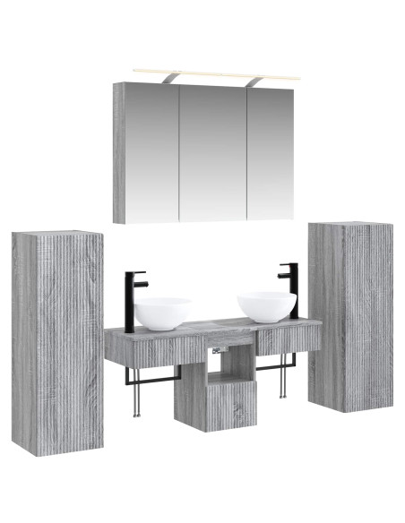 Set di mobili per il bagno 6 pcs Sonoma grigio