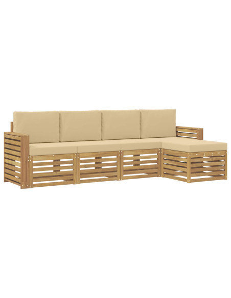 Set di divani da esterno 5 pcs Bianco e Beige