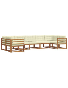 Set di divani da esterno con cuscino 7 pcs Naturale e Crema 2