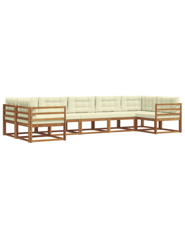 Set di divani da esterno con cuscino 7 pcs Naturale e Crema