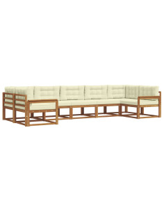 Set di divani da esterno con cuscino 7 pcs Naturale e Crema 2
