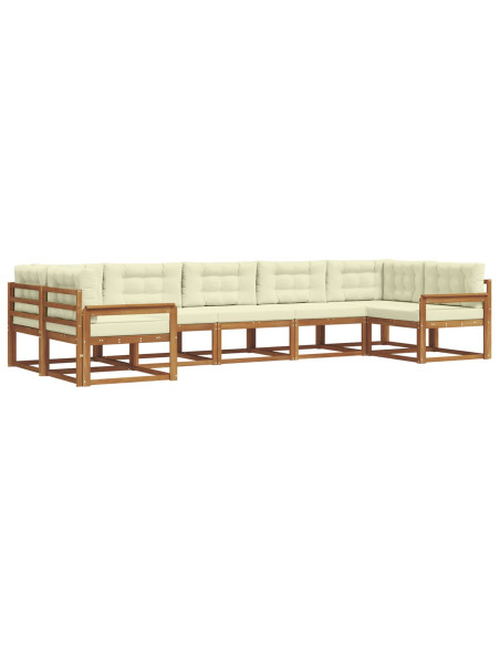 Set di divani da esterno con cuscino 7 pcs Naturale e Crema