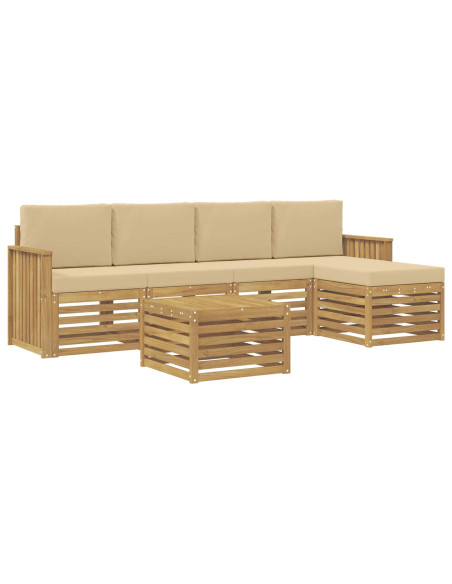 Set di divani da esterno 6 pcs Bianco e Beige 59 x 59 x 37 cm