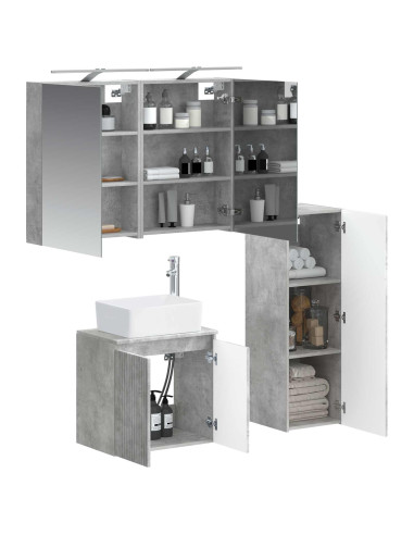 Set di mobili per il bagno 4 pcs Grigio Cemento