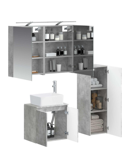 Set di mobili per il bagno 4 pcs Grigio Cemento