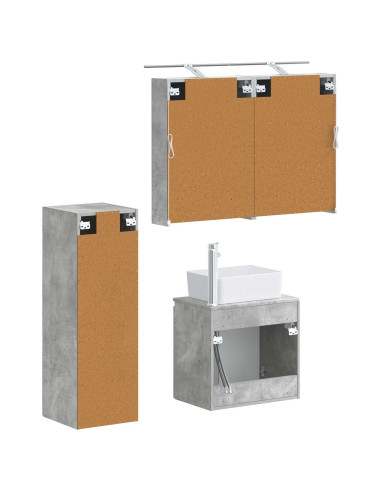 Set di mobili per il bagno 4 pcs Grigio Cemento