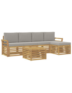 Set di divani da esterno 6 pcs Bianco e Grigio Chiaro 2