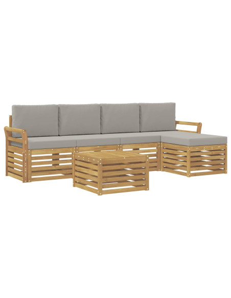 Set di divani da esterno 6 pcs Bianco e Grigio Chiaro