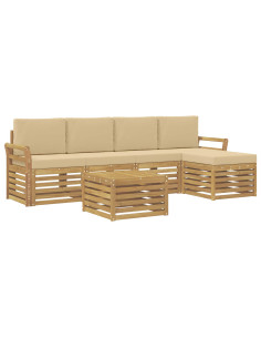 Set di divani da esterno 6 pcs Bianco e Beige 59 x 59 x 37 cm 2