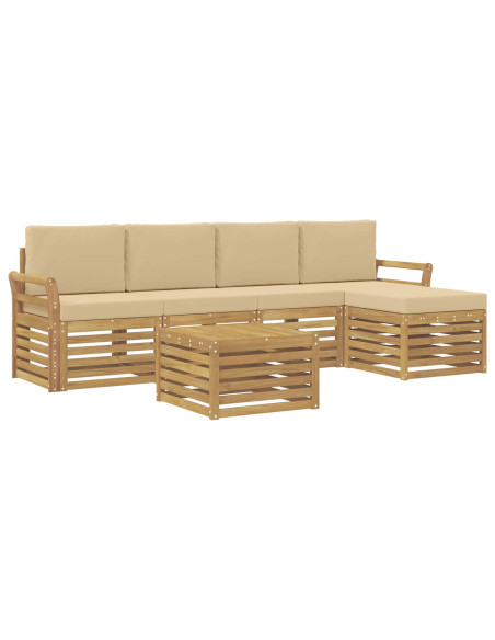 Set di divani da esterno 6 pcs Bianco e Beige 59 x 59 x 37 cm