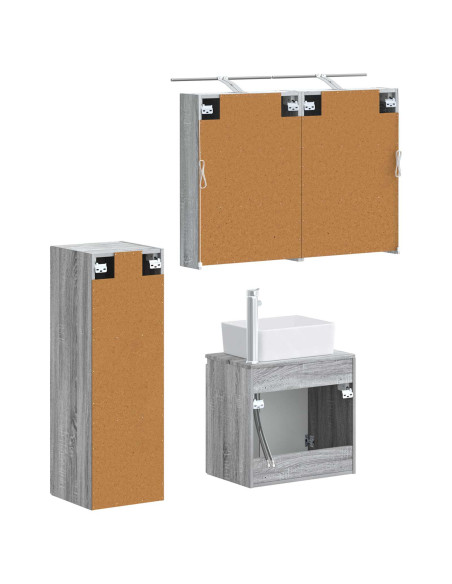 Set di mobili per il bagno 4 pcs Sonoma grigio