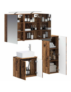 Set di mobili per il bagno 4 pcs Legno antico 2
