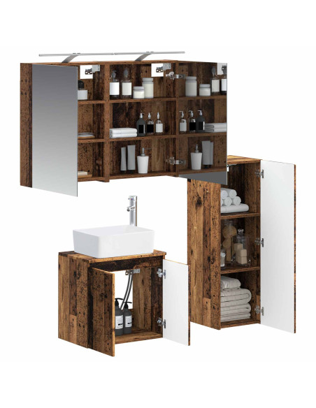 Set di mobili per il bagno 4 pcs Legno antico