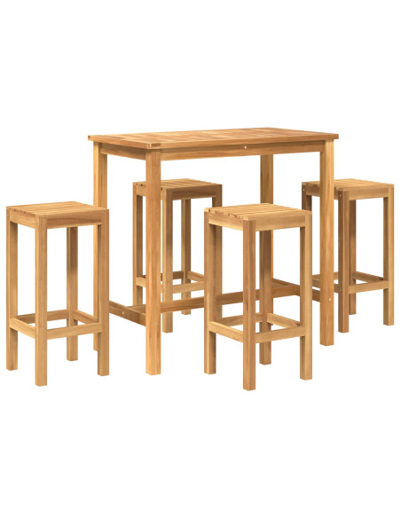 Set Bar da Esterno 5 pcs Non trattato Legno di teak solido
