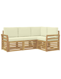 Set divani 4 pcs Bianco e Crema 190 x 130,5 x 73 cm Poliestere 2