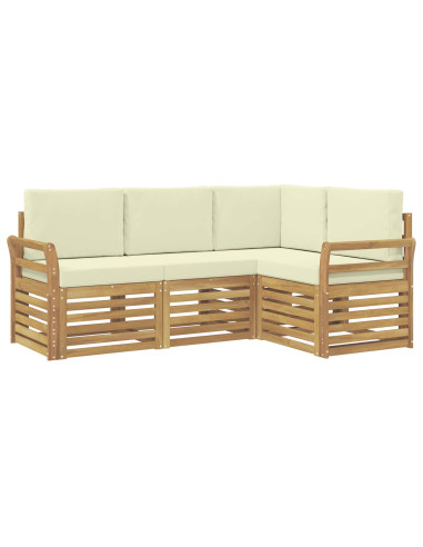 Set divani 4 pcs Bianco e Crema 190 x 130,5 x 73 cm Poliestere
