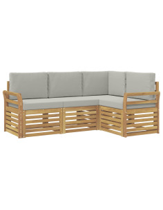 Set divani 4 pcs Bianco e Grigio Chiaro 190 x 130,5 x 73 cm 2