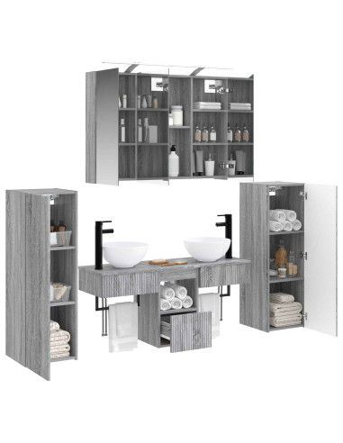 Set di mobili per il bagno 6 pcs Sonoma grigio