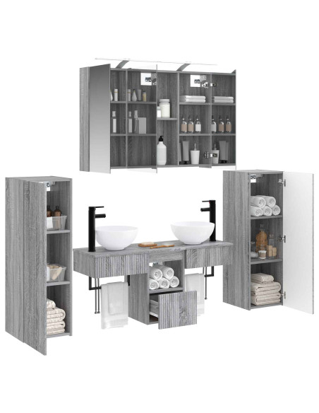 Set di mobili per il bagno 6 pcs Sonoma grigio