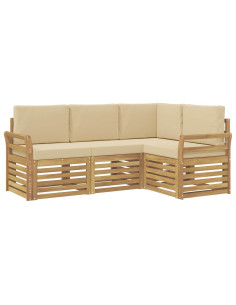 Set divani 4 pcs Bianco e Beige 190 x 130,5 x 73 cm Poliestere 2