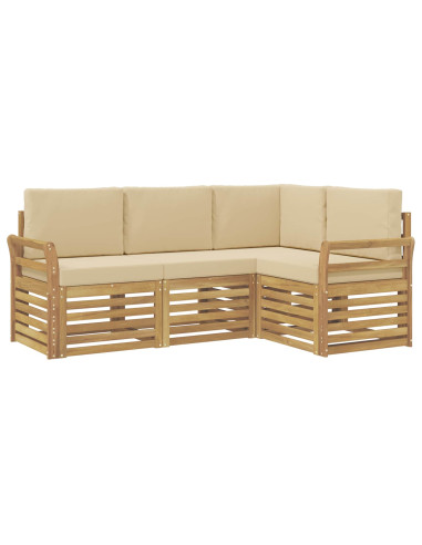 Set divani 4 pcs Bianco e Beige 190 x 130,5 x 73 cm Poliestere