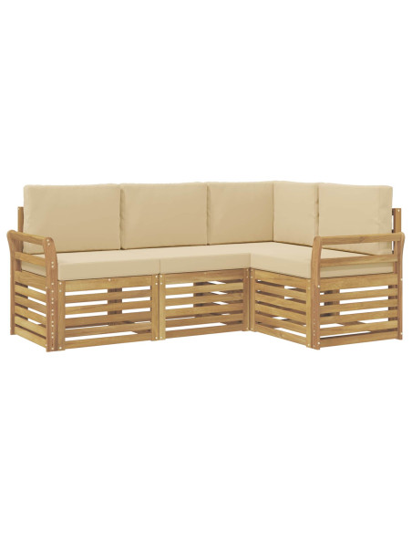 Set divani 4 pcs Bianco e Beige 190 x 130,5 x 73 cm Poliestere