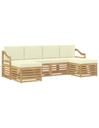 Set di divani da esterno 6 pcs Bianco e Crema