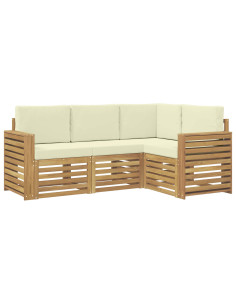 Set divani 4 pcs Bianco e Crema 191 x 132,5 x 73 cm Poliestere 2