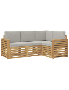 Set di divani da esterno 4 pcs Bianco e Grigio Chiaro 2