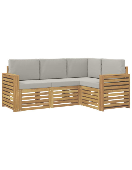 Set di divani da esterno 4 pcs Bianco e Grigio Chiaro