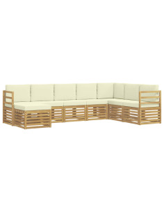 Set di divani da esterno 8 pcs Bianco e Crema 2