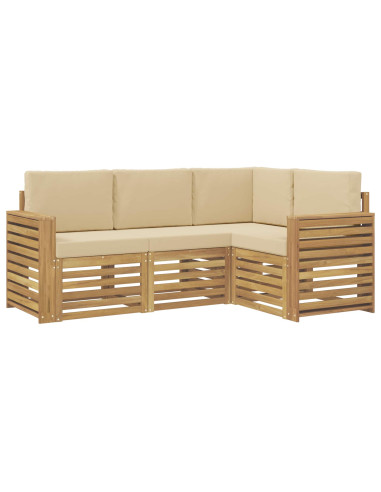 Set divani 4 pcs Bianco e Beige 191 x 132,5 x 73 cm Poliestere