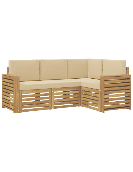 Set divani 4 pcs Bianco e Beige 191 x 132,5 x 73 cm Poliestere
