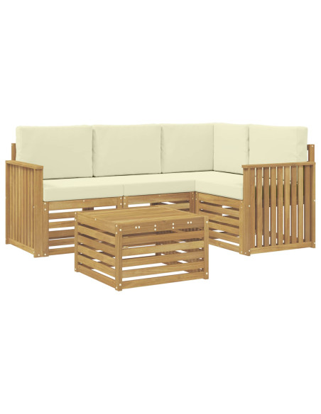 Set di divani da esterno 5 pcs Bianco e Crema 59 x 59 x 37 cm