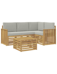 Set di divani da esterno 5 pcs Bianco e Grigio Chiaro 2