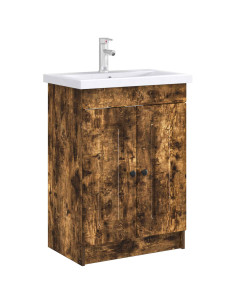 Mobiletto da bagno sotto il lavello Rovere Fumo 2