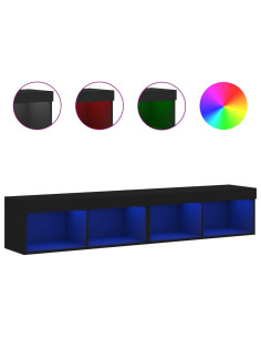 Mobili Porta TV con Luci LED 2 pz Neri 80x30x30 cm 2