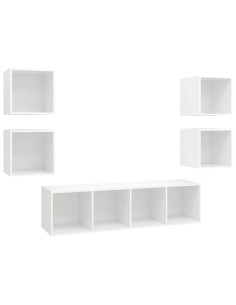 Set Mobili Porta TV 5 pz Bianco in Legno Multistrato 2