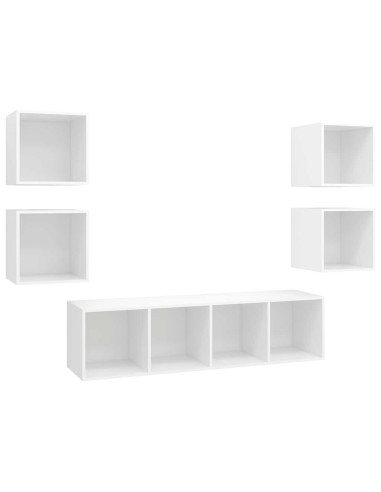 Set Mobili Porta TV 5 pz Bianco in Legno Multistrato