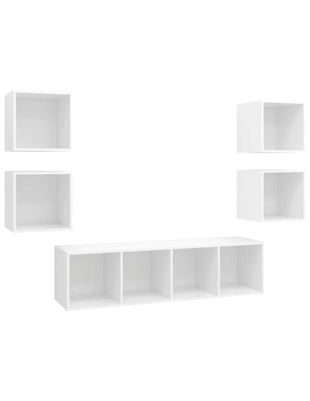 Set Mobili Porta TV 5 pz Bianco in Legno Multistrato