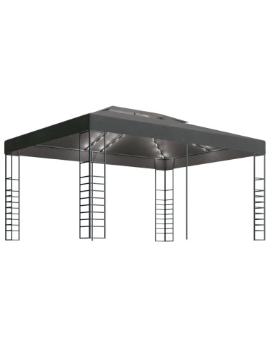 Gazebo con Stringa di Luci LED 3x4 m Antracite