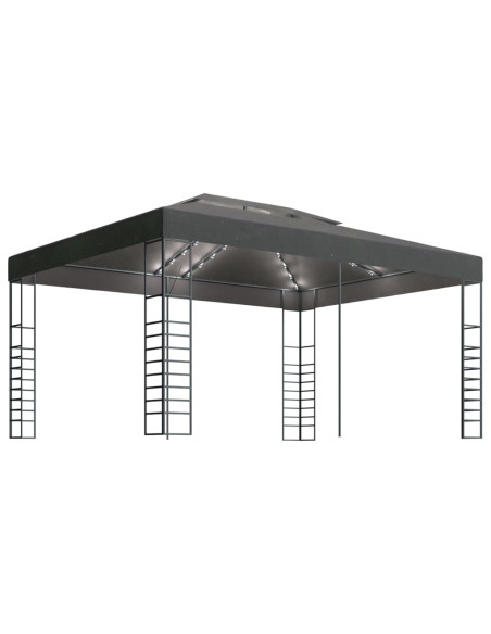 Gazebo con Stringa di Luci LED 3x4 m Antracite