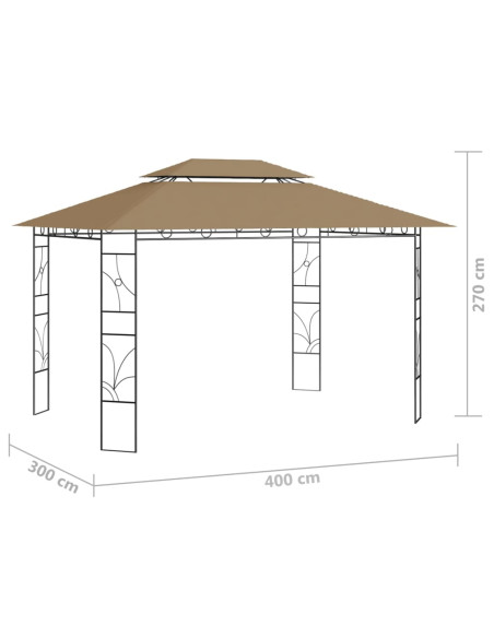 Gazebo 4x3x2,7 m Grigio Talpa 160 g/m²