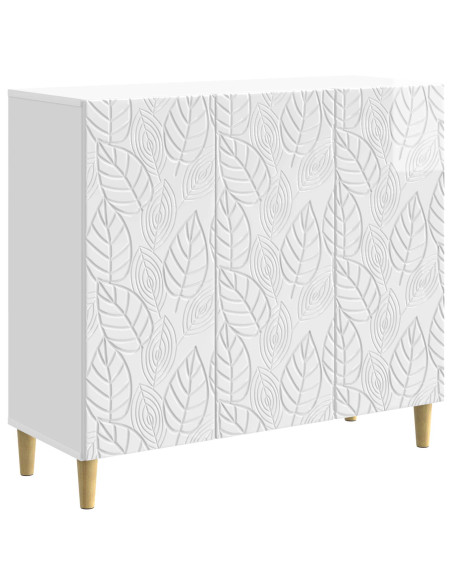 Credenza Bianco Lucido 89 x 34,5 x 80 cm Legno ingegnerizzato