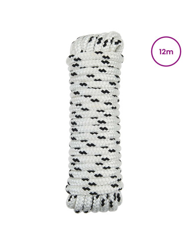 Corda da Barca 12 m 1.2 Bianco e Nero Poliestere